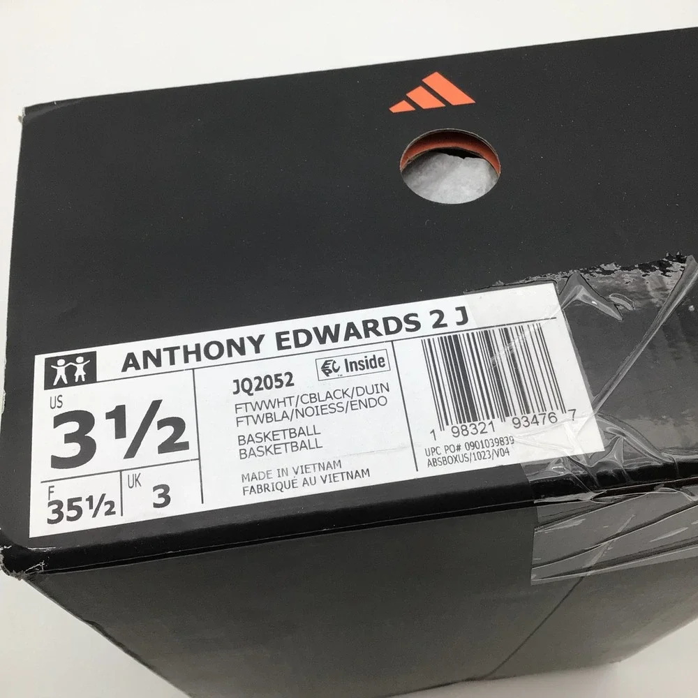 Adidas Anthony Edwards 2 J Kids Basketball Shoes White Blue JQ2052 Size 3.5Y NEW